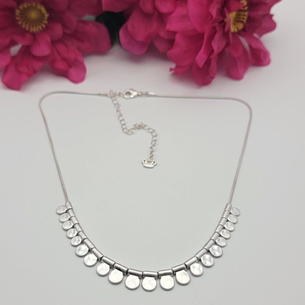 Modernist Matte Silver-Tone Fringe Necklace 20" Adj. Minimalist